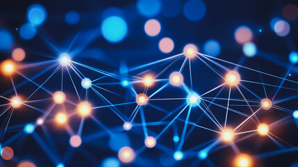 Fototapeta premium Abstract business connection of lines from nodes It is connected to endless nodes and represents the innovation of communication in the network.