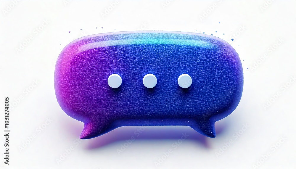Poster a colorful chat bubble graphic with a sparkling finish and three dots, symbolizing communication and