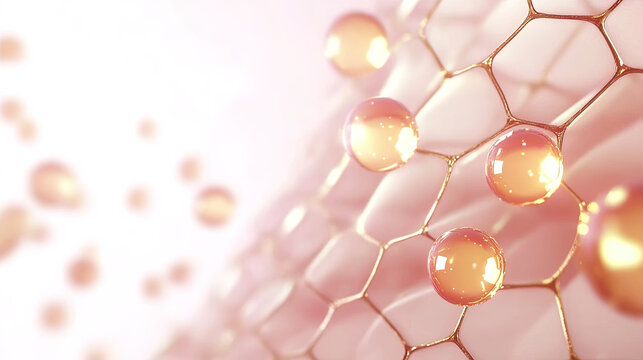 3D render of Skin collagen Serum and Vitamin illustration isolated on pink background. concept of skin care cosmetics solution