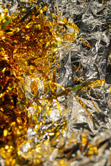 metallic gold and silver tinsel party background