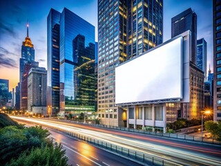 Fototapeta premium Billboard Mockup in Urban Center - High Dynamic Range Cityscape