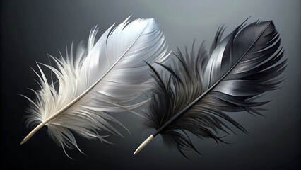 Obraz premium Black and White Feathers on Transparent Background - Nature's Contrast and Beauty