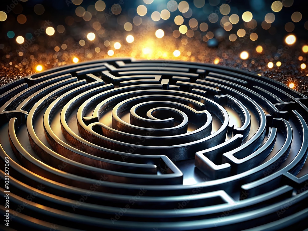 Poster black fingerprint maze labyrinth wallpaper - intricate and mysterious design with unique fingerprint