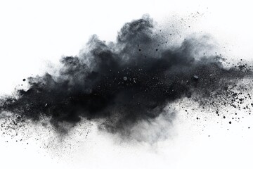 Black Dust Isolated on White Background - Small Particles Swirling for Creative Projects