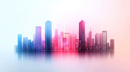 Fototapeta premium Futuristic skyline with vibrant gradient colors