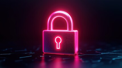 Futuristic glowing padlock symbolizing digital security