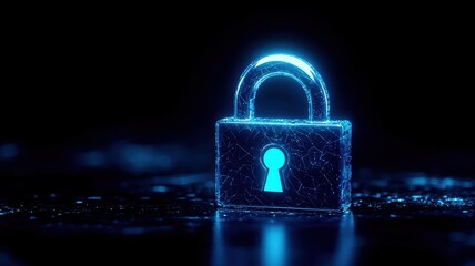 Fototapeta premium Futuristic glowing digital padlock symbolizing cybersecurity