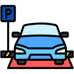 Obraz premium Car Park flat lineal multi color icon, use for UI, UX, app and web development, digital or print. for industry, education, construction, transportation, environment, urban planning theme.