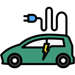Electric Vehicle flat lineal multi color icon, use for UI, UX, app and web development, digital or print. for industry, education, construction, transportation, environment, urban planning theme.