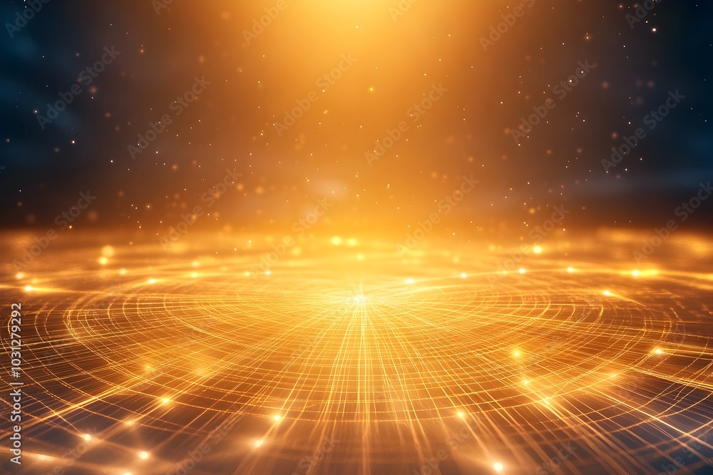 Poster futuristic glowing abstract digital backdrop with radiant particles and luminous grid patterns