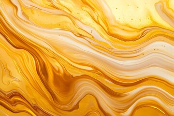 Mesmerizing Abstract Fluid Wave with Vibrant Yellow and Orange Tones