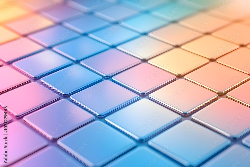 Poster vibrant geometric gradient mosaic backdrop with overlapping cubic tile textures