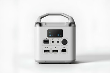 Fototapeta premium ポータブル電源、モバイルバッテリー、発電機、充電、白背景