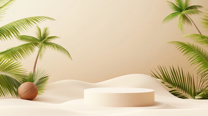 A podium made of sand on a beautiful beach