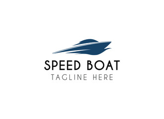 Fototapeta premium Jet boat logo design. Simple Minimalist Silhouette of Speedboat Jetboat Motorboat, or Boat with Motor with water sea ocean wave logo design