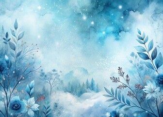 Blue Marble Watercolor Background - Cold Winter Abstract Design for Creative Projects