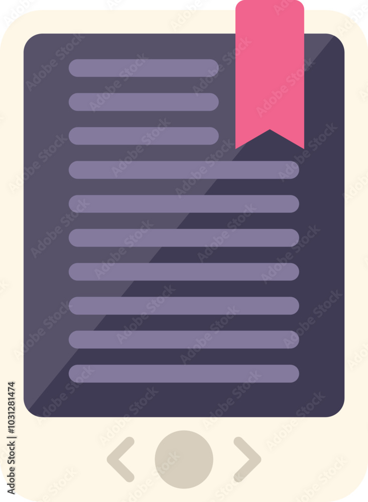 Poster e reader is displaying an e book with a bookmark, representing the concept of digital reading