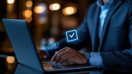 Businessman working on laptop