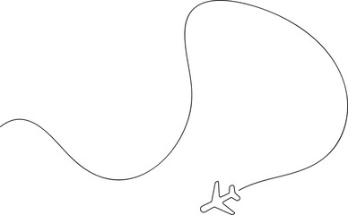 Obraz premium Airplane line path icon, airline, flight