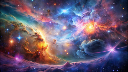 Fototapeta premium mesmerizing celestial panorama showcasing a vibrant galaxy surrounded by colorful planets and nebulae