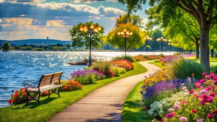 Fototapeta premium Bokeh Effect at Onondaga Lake Park in Liverpool, New York - Nature's Beauty Captured