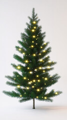 Fototapeta premium christmas tree decorated with lights white background isolated green evergreen holiday decoration 3d render