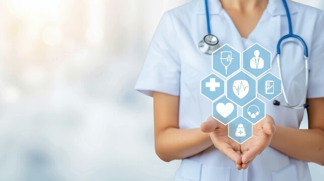 Explore how tech enhances care as a healthcare worker utilizes digital solutions in a calm, supportive hospital environment.