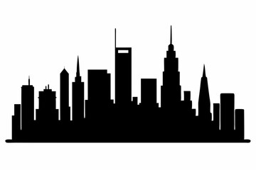 Obraz premium Chicago City Skyline Silhouette, City buildings black Silhouette vector 