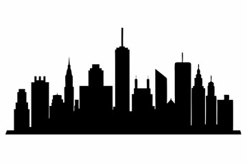 Fototapeta premium Chicago City Skyline Silhouette, City buildings black Silhouette vector 