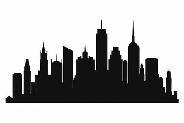 Obraz premium Chicago City Skyline Silhouette, City buildings black Silhouette vector 