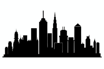 Naklejka premium Chicago City Skyline Silhouette, City buildings black Silhouette vector 