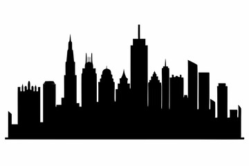 Naklejka premium Chicago City Skyline Silhouette, City buildings black Silhouette vector 