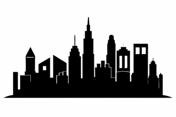 Obraz premium Chicago City Skyline Silhouette, City buildings black Silhouette vector 