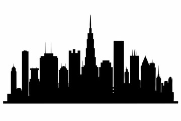 Fototapeta premium Chicago City Skyline Silhouette, City buildings black Silhouette vector 