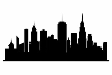 Obraz premium Chicago City Skyline Silhouette, City buildings black Silhouette vector 