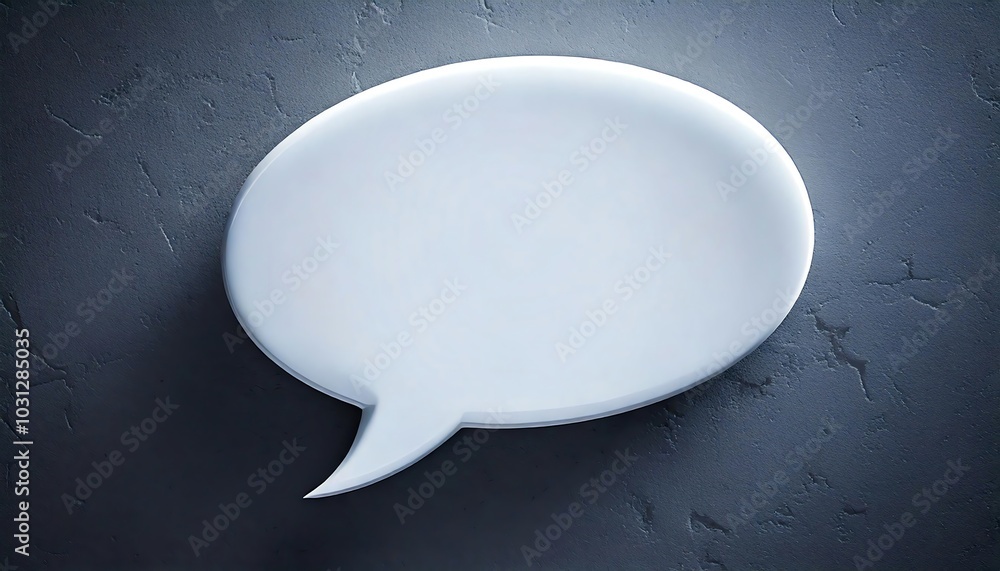 Poster a simple, white speech bubble shape on a textured, dark background, symbolizing communication and di