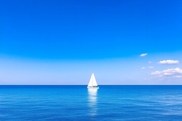 Obraz premium Serene Sailing Across the Boundless Blue Ocean Horizon