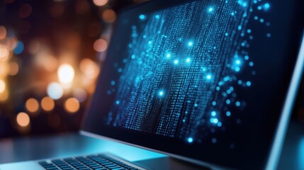 Futuristic digital data network abstract background with glowing visualization high tech interface radar display and flowing digital information  Concept of modern global intelligence