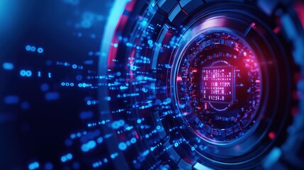 Futuristic digital sphere with a dynamic display of illuminated particle data network representing technology innovation and the future of connectivity and information processing