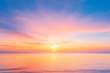 Fototapeta premium Breathtaking Sunset Over the Tranquil Ocean Horizon with Vibrant Color Reflection