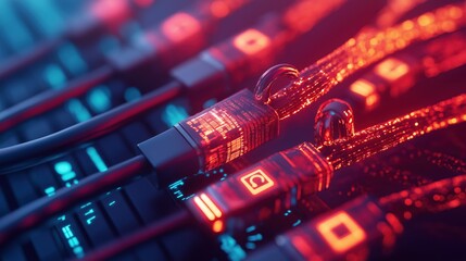 Vibrant Circuitry Brilliance   Futuristic Technology Interface of Microchips Cables and Automation Showcasing the Intricate Interconnections and Innovative Advancements in the Digital World