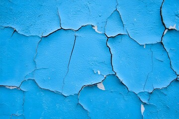 Obraz premium Weathered Cracked Blue Paint on Textured Wall Surface