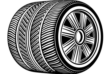 Beautiful tire vector art and illustration