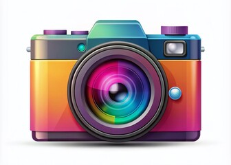Camera Device Icon in Flat Style for Photography Business Concept on White Background - Vector Illustration for Cam