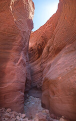 Buckskin Gulch canyon entrance with narrow red rock sandstone walls