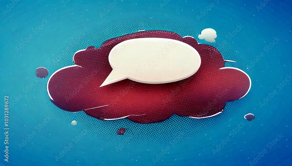 Poster a vibrant speech bubble floats on a colorful background, symbolizing communication and dialogue in a
