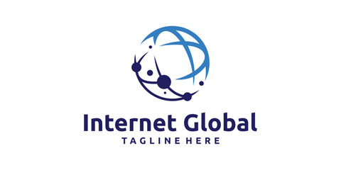 global internet logo design, signal, connection, technology, network, vector logo design, symbol, icon, creative idea.