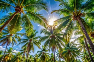 Fototapeta premium Candid Photography of Pacific Palm Trees in a Tropical Paradise