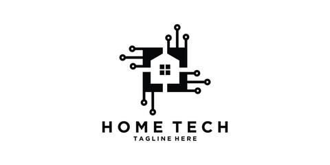 logo design home tech,circuit,installation,connection,vector logo design,symbol,icon,creative idea.