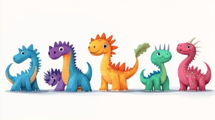 Fototapeta premium set of funny cute dinosaurs